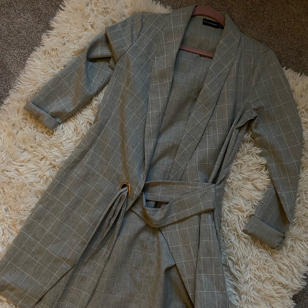 Plaid Grey Tie Dress